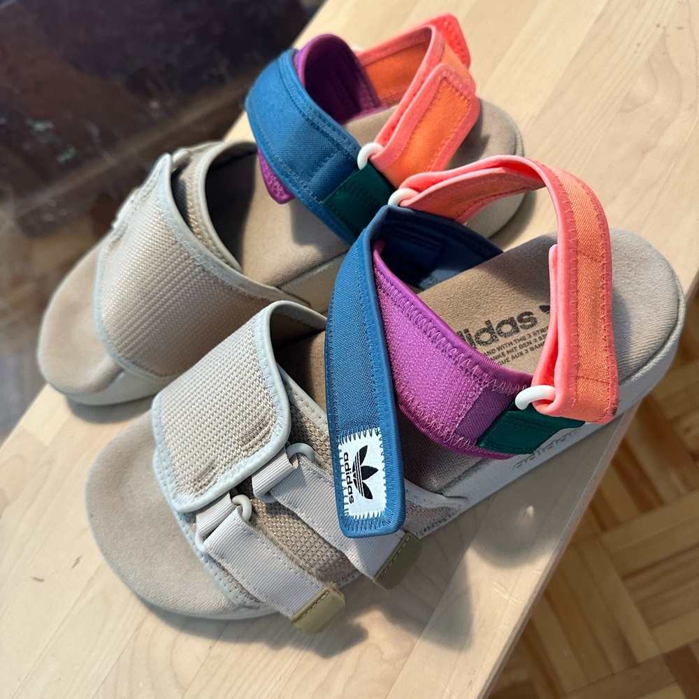 Adidas Kids Sandals - Beige with Multicolor Straps